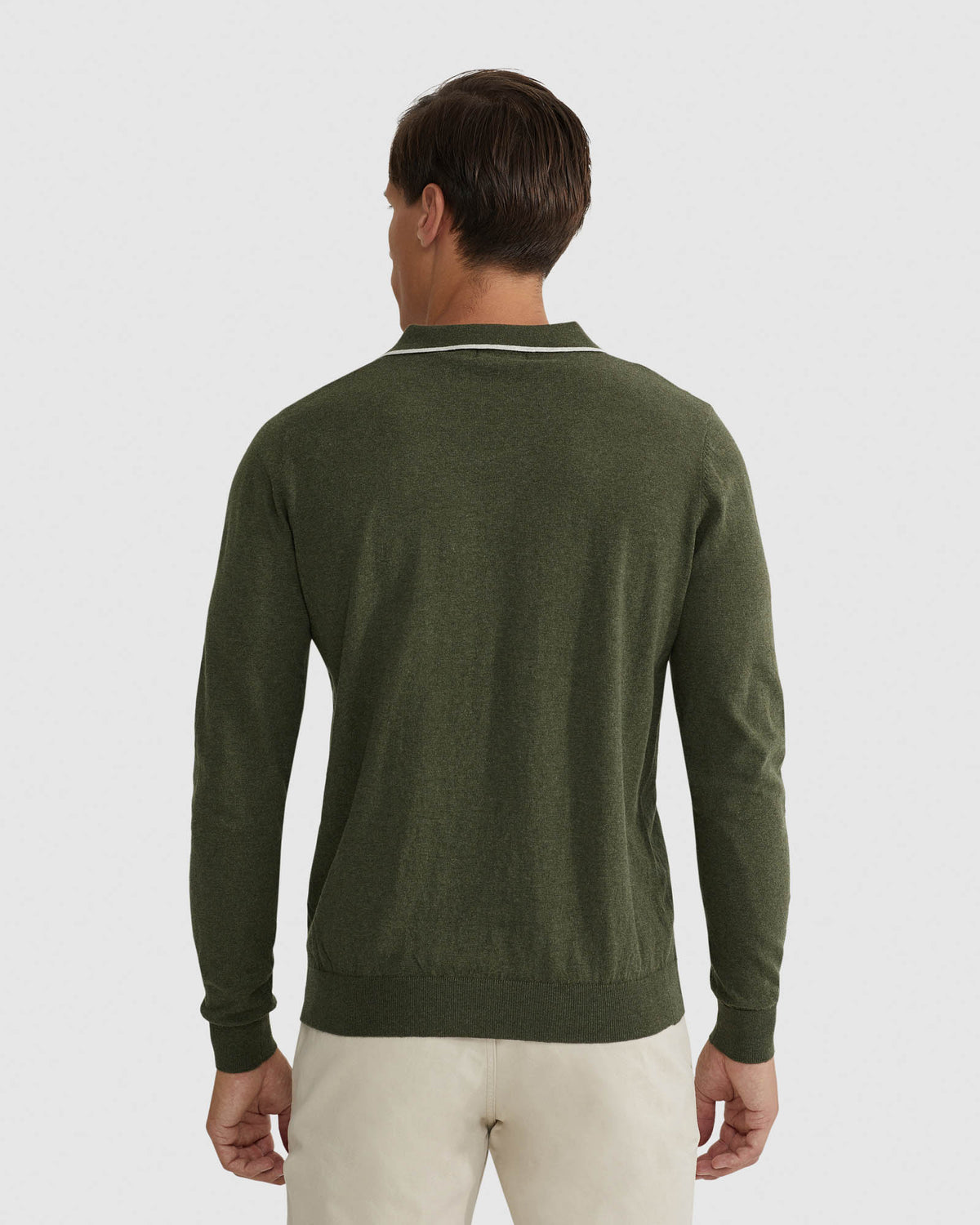 REISS TIPPING COLLAR LONG SLEEVE KNIT POLO MENS KNITWEAR