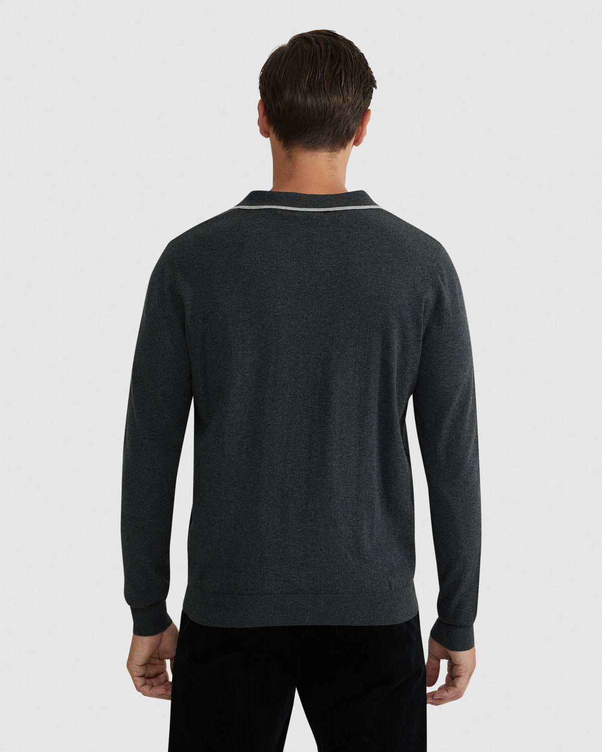 REISS TIPPING COLLAR LONG SLEEVE KNIT POLO MENS KNITWEAR