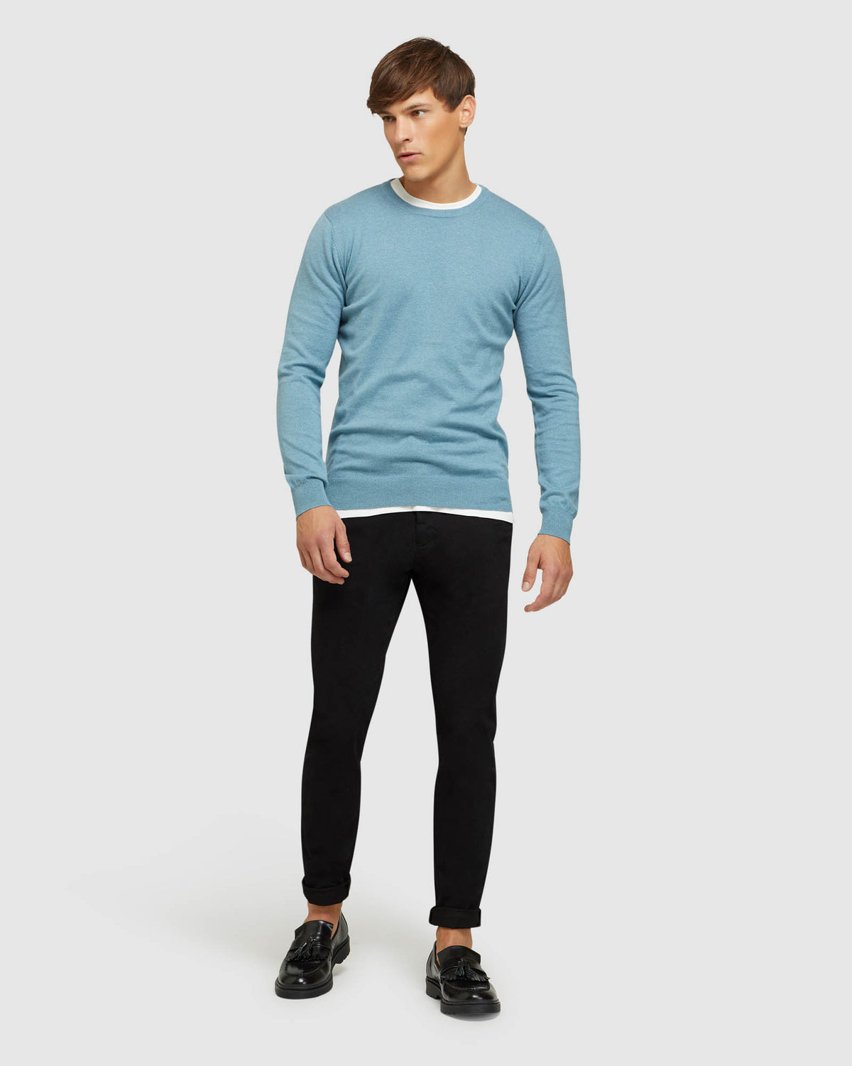 CREW NECK COTTON CASHMERE PULLOVER