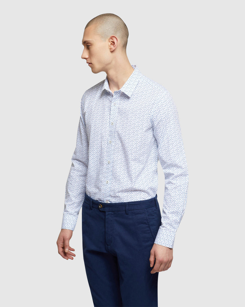 KENTON PRINTED SHIRT WHITE/BLUE