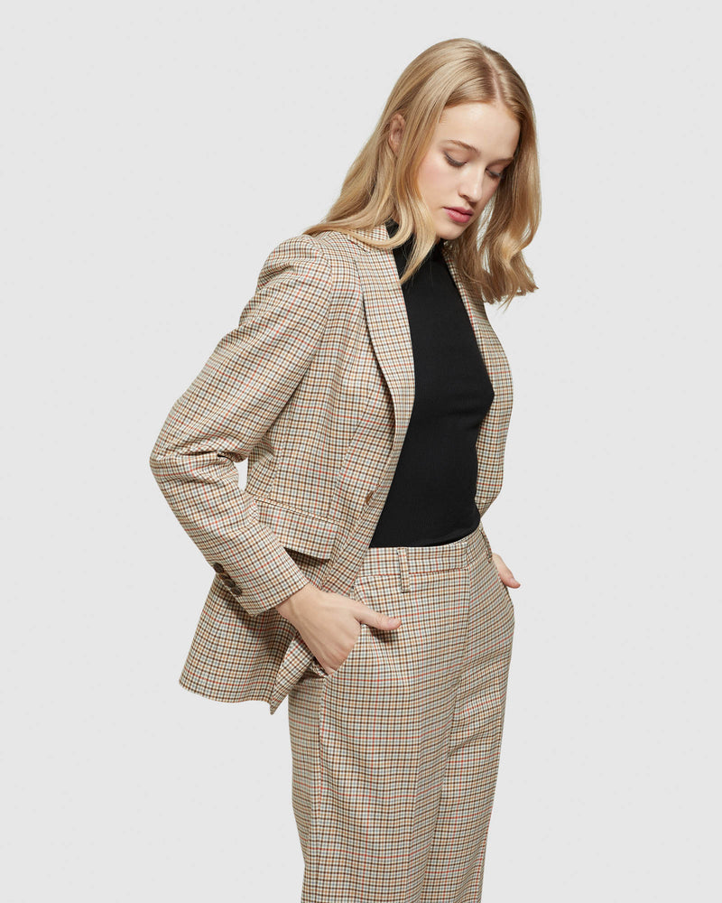 LOLA STRETCH ECO CHECKED BLAZER WOMENS SUITS JKTS COATS