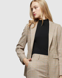 LOLA STRETCH ECO CHECKED BLAZER WOMENS SUITS JKTS COATS