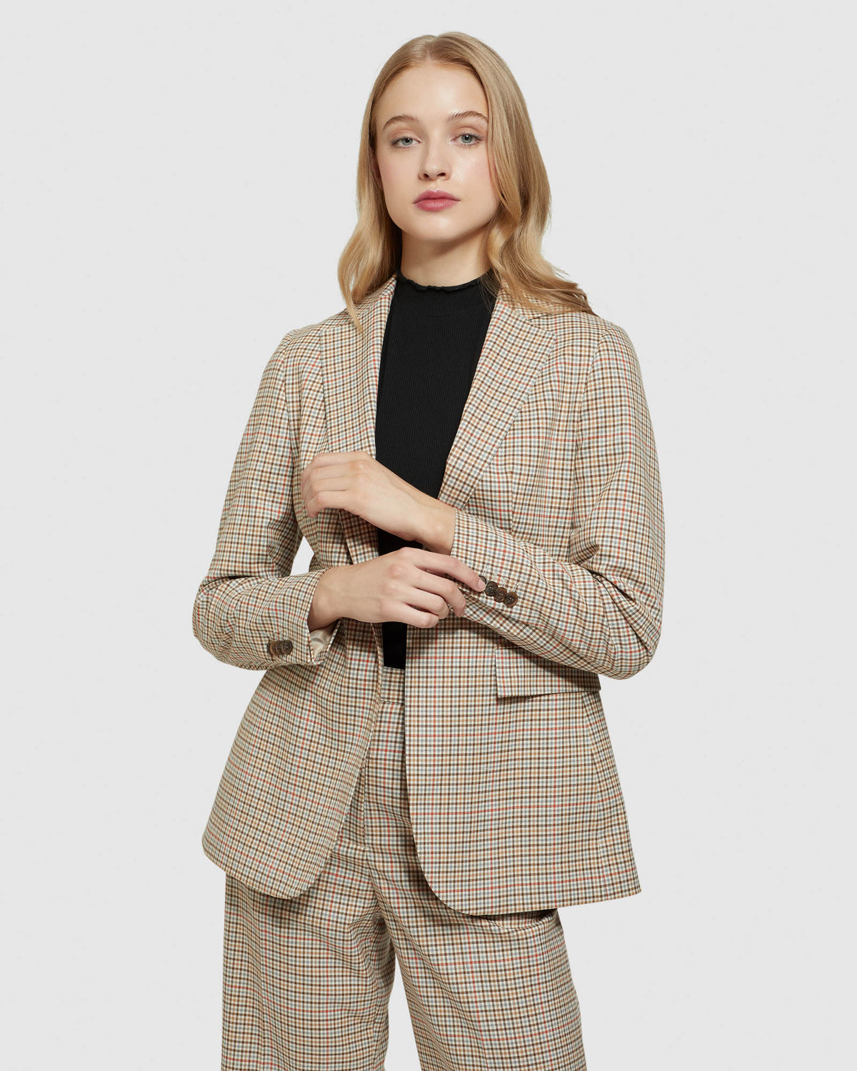 LOLA STRETCH ECO CHECKED BLAZER WOMENS SUITS JKTS COATS