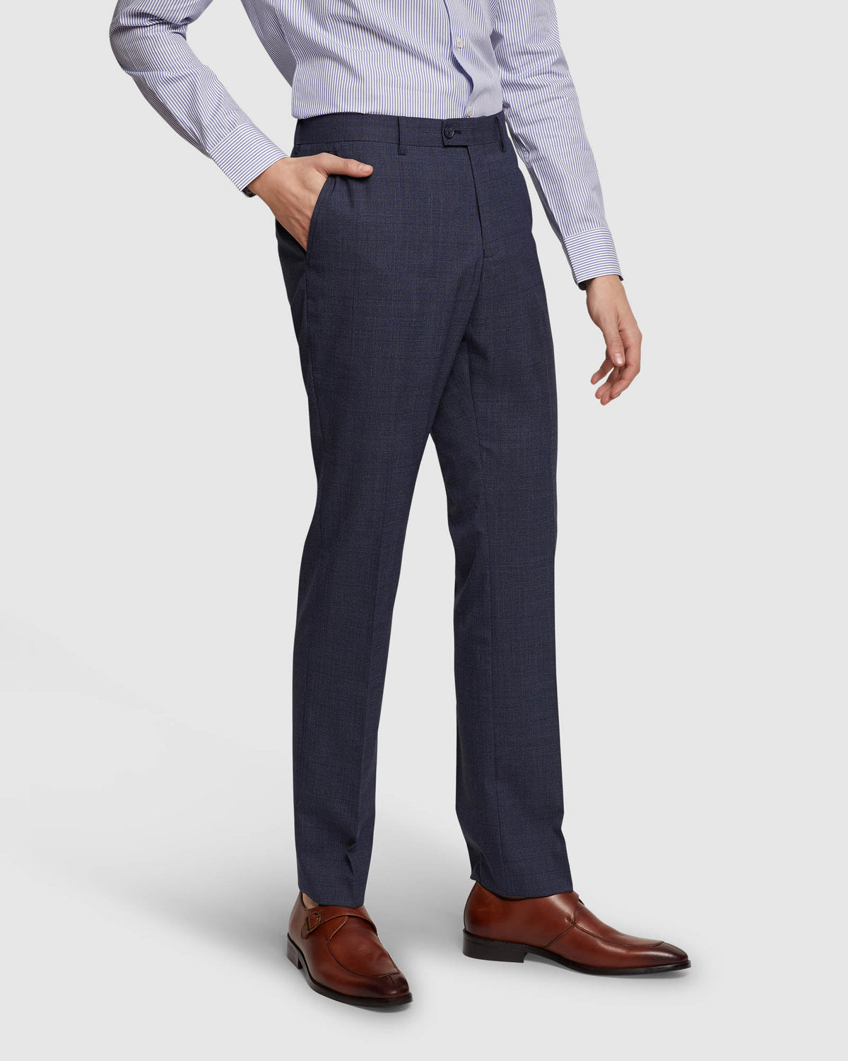 HOPKINS WOOL STRETCH CHECK TROUSERS MENS SUITS