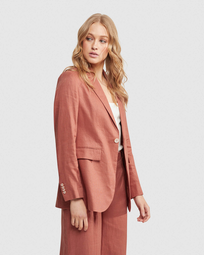 LOLA LINEN JACKET WOMENS SUITS JKTS COATS