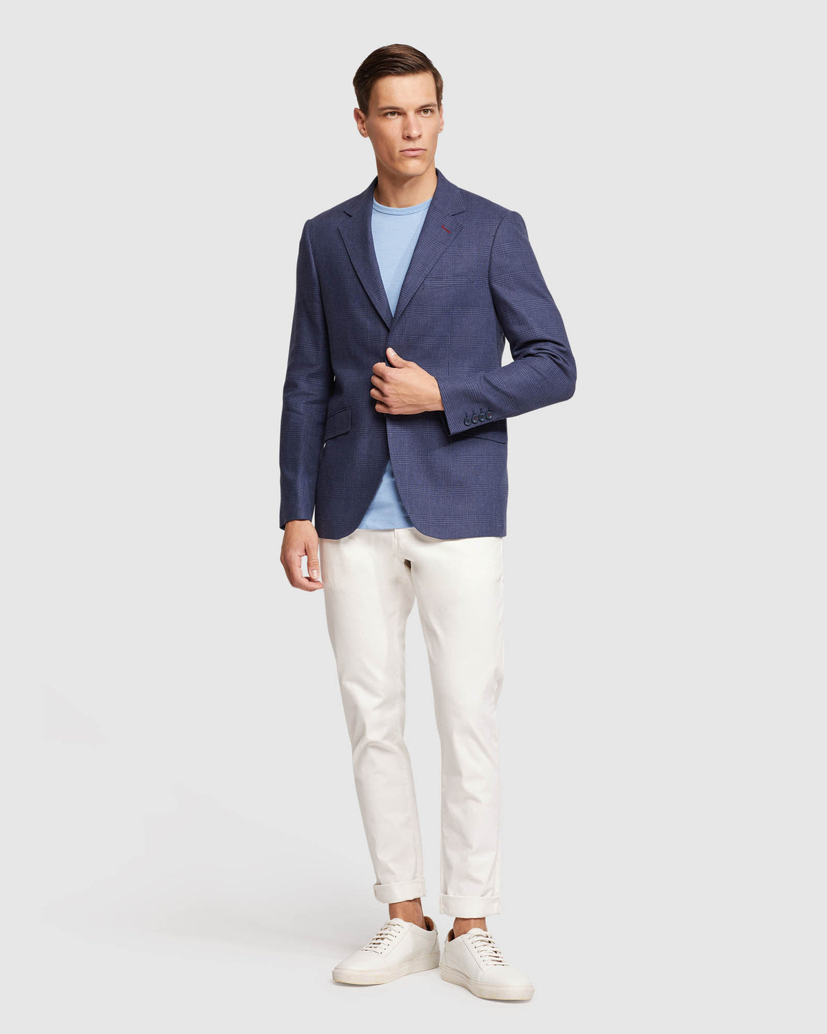 BLAKE LINEN BLEND CHECKED BLAZER MENS JACKETS AND COATS