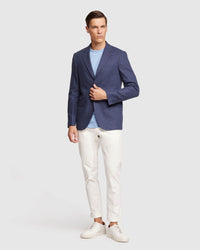 BLAKE LINEN BLEND CHECKED BLAZER MENS JACKETS AND COATS