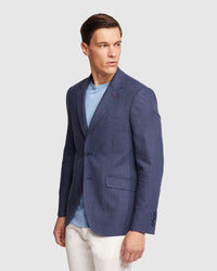 BLAKE LINEN BLEND CHECKED BLAZER MENS JACKETS AND COATS