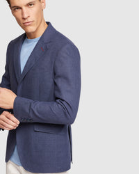 BLAKE LINEN BLEND CHECKED BLAZER MENS JACKETS AND COATS