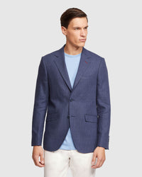 BLAKE LINEN BLEND CHECKED BLAZER MENS JACKETS AND COATS
