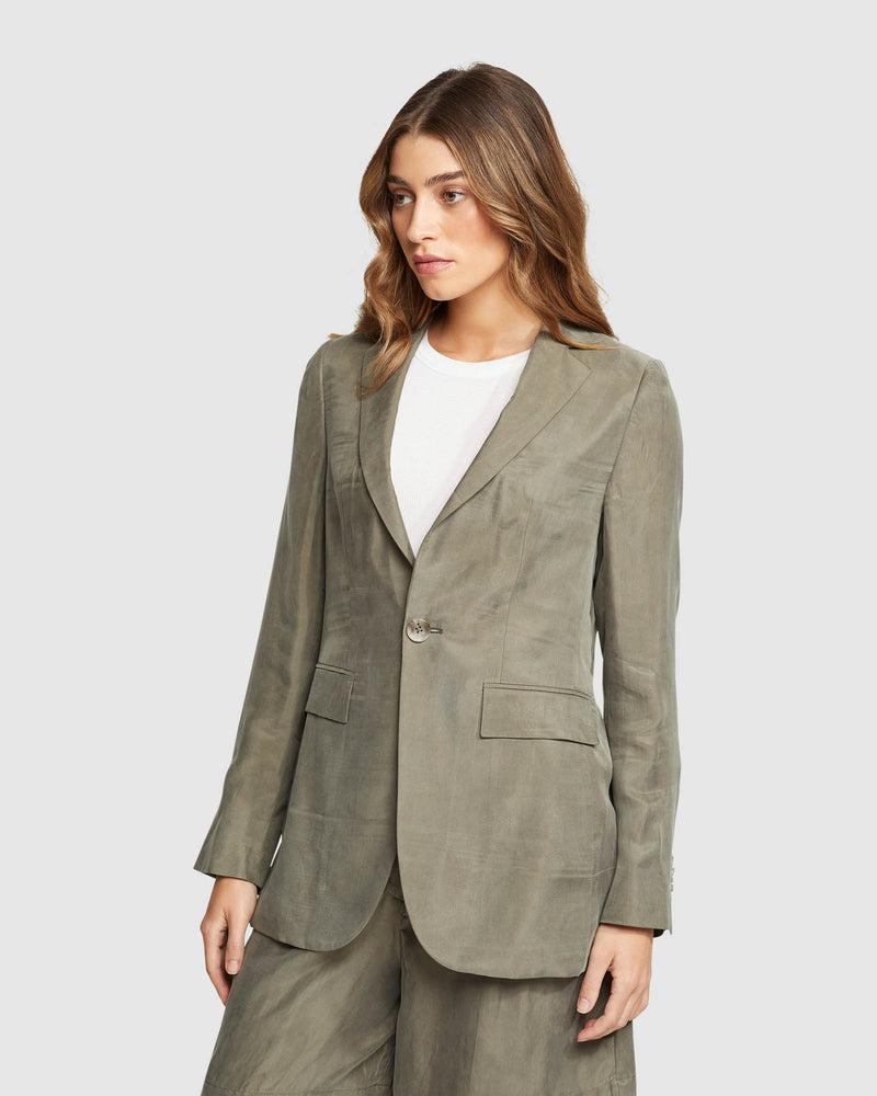 LOLA CUPRO BLEND BLAZER WOMENS SUITS JKTS COATS