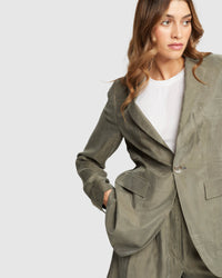 LOLA CUPRO BLEND BLAZER WOMENS SUITS JKTS COATS
