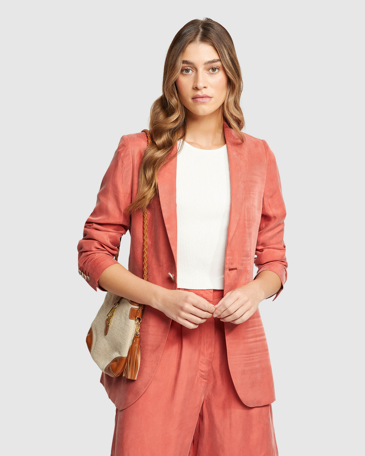 LOLA CUPRO BLEND BLAZER WOMENS SUITS JKTS COATS