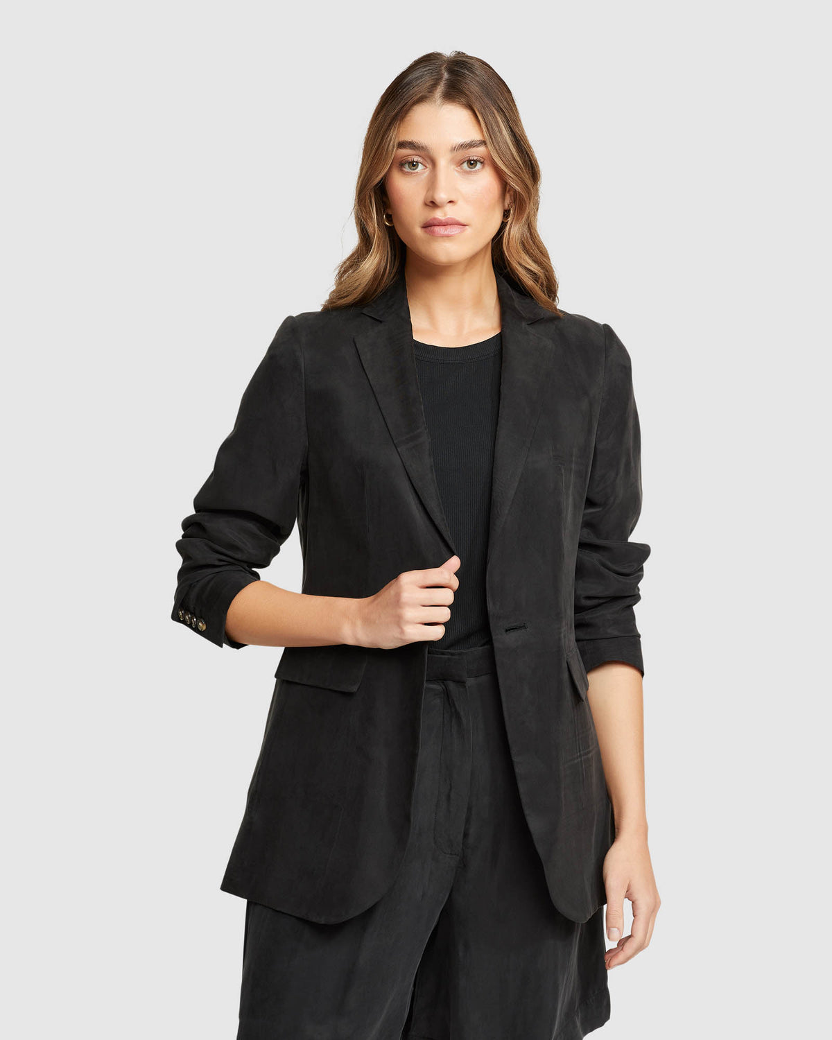 LOLA CUPRO BLEND BLAZER WOMENS SUITS JKTS COATS