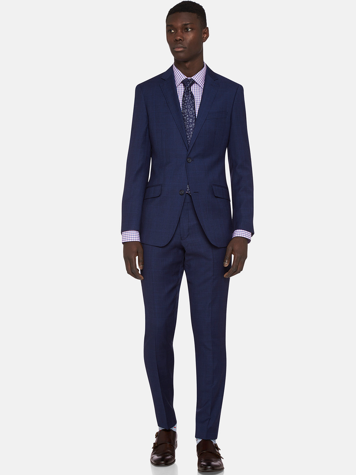 HOPKINS WOOL SUIT TROUSERS NAVY