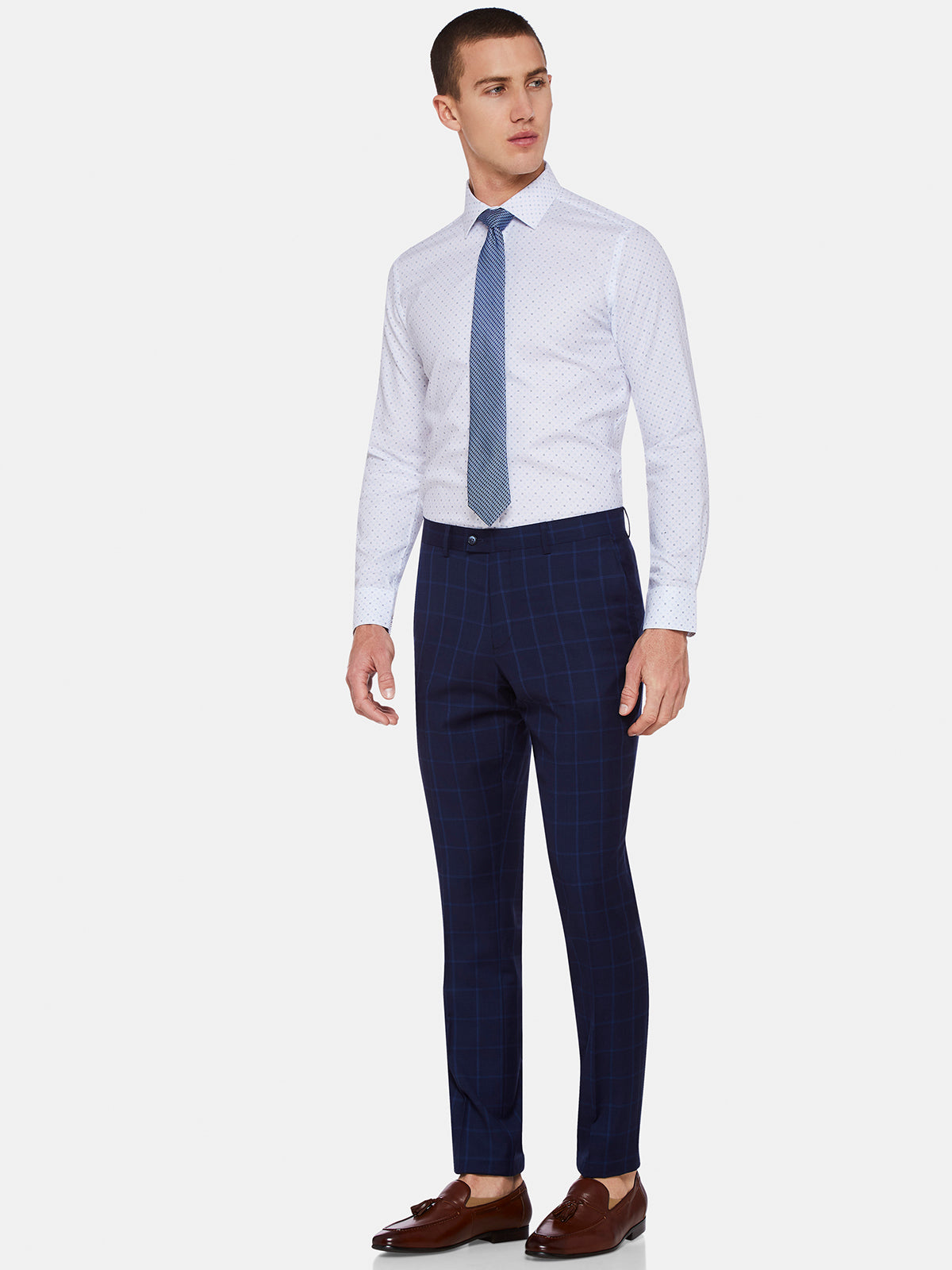 HOPKINS WOOL SUIT TROUSERS NAVY