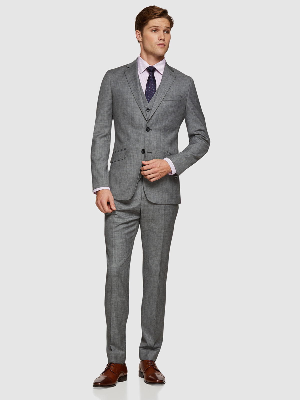 N.HOPKINS WOOL STRETCH SUIT JACKET GREY