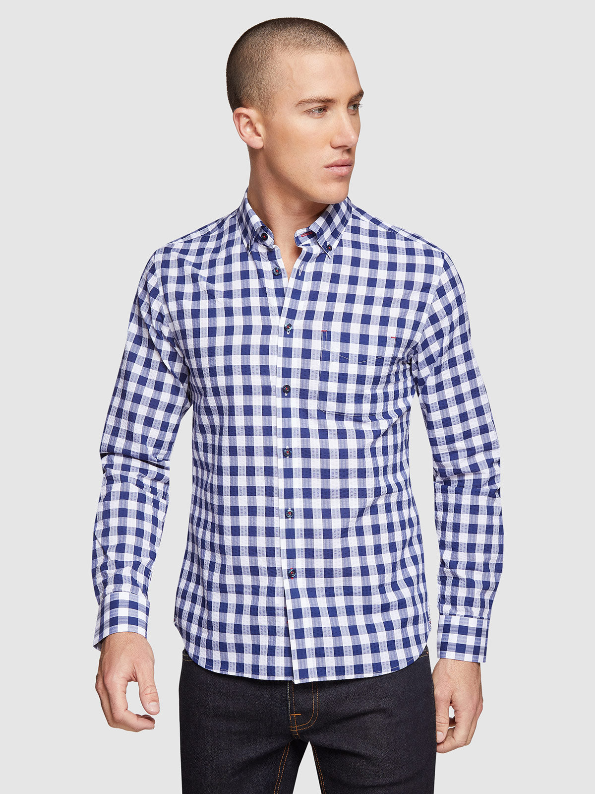 STRATTON CHECKED SHIRT NAVY