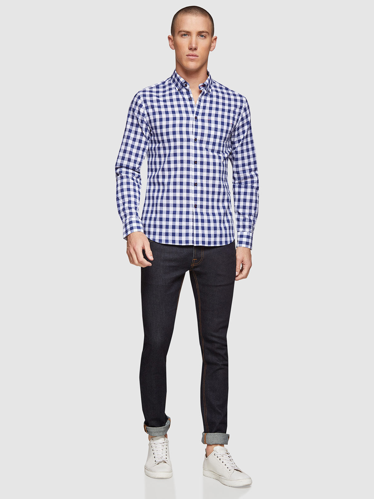 STRATTON CHECKED SHIRT NAVY