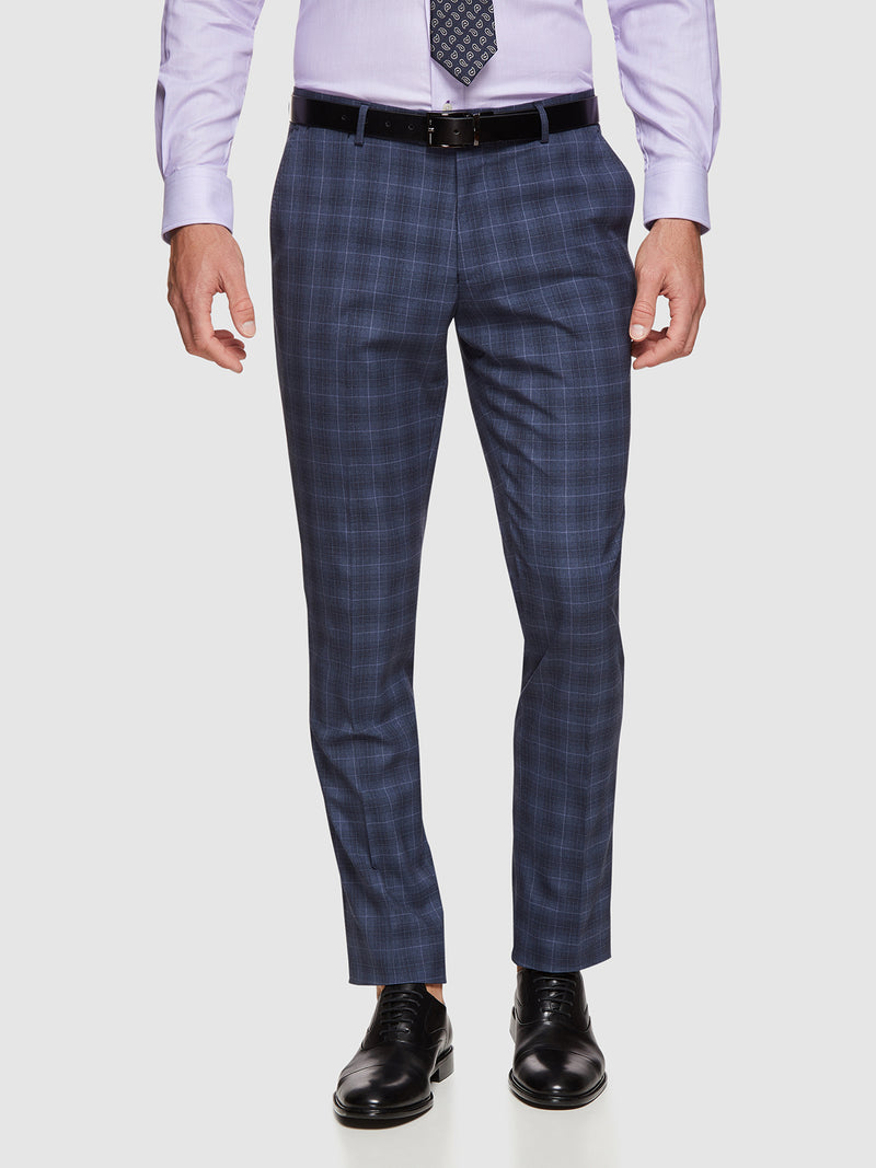 AUDEN ECO CHECKED SUIT TROUSERS GUNMETAL