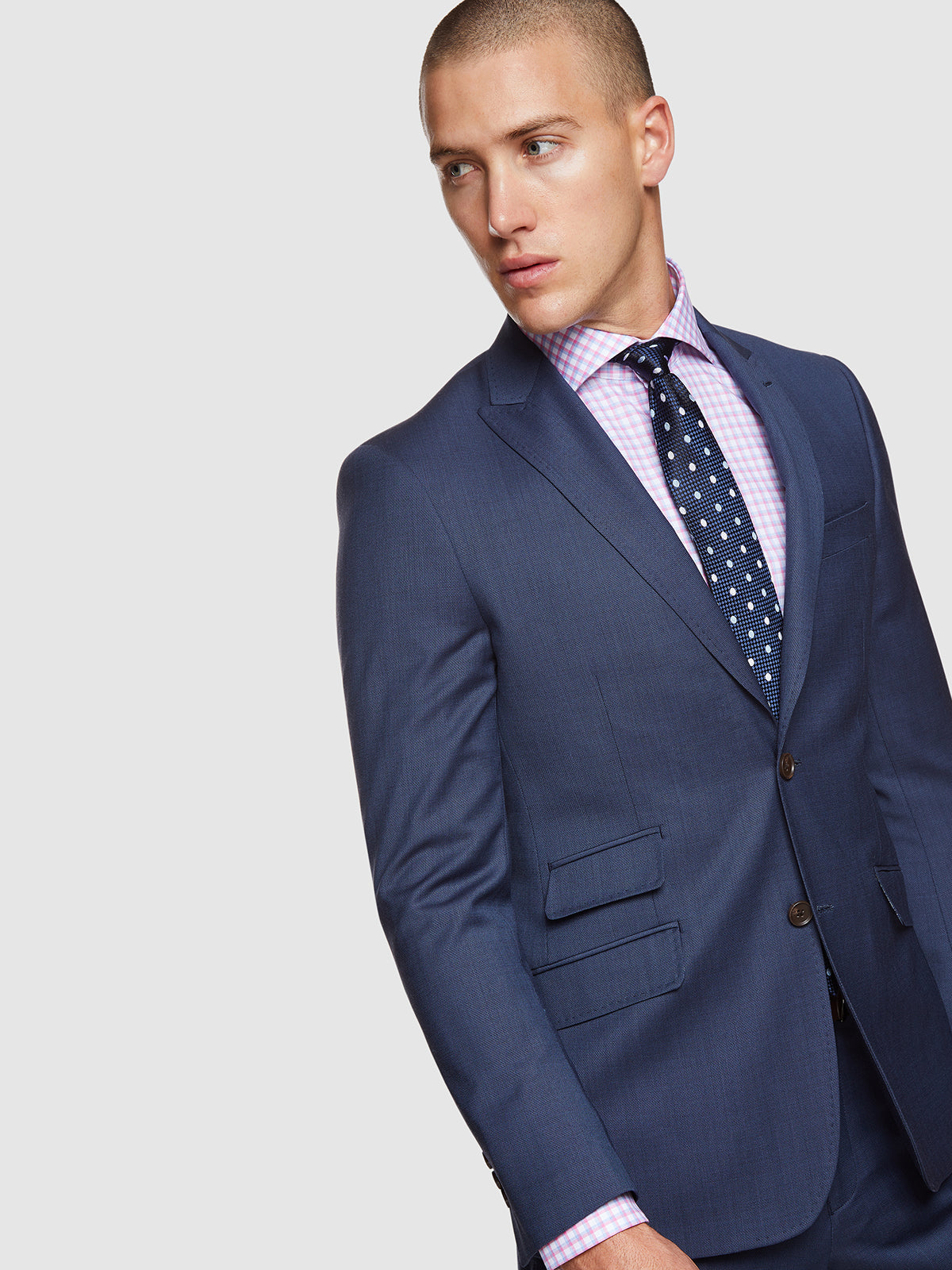 HOPKINS PEAK LAPEL WOOL SUIT JACKET BLUE