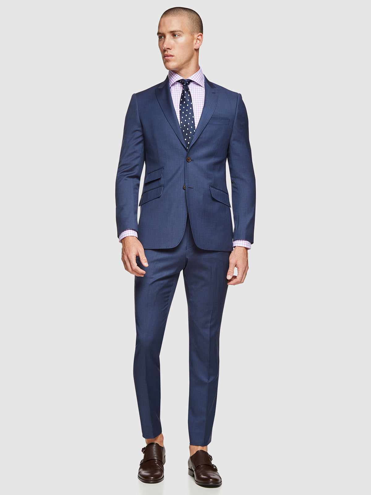 HOPKINS PEAK LAPEL WOOL SUIT JACKET BLUE