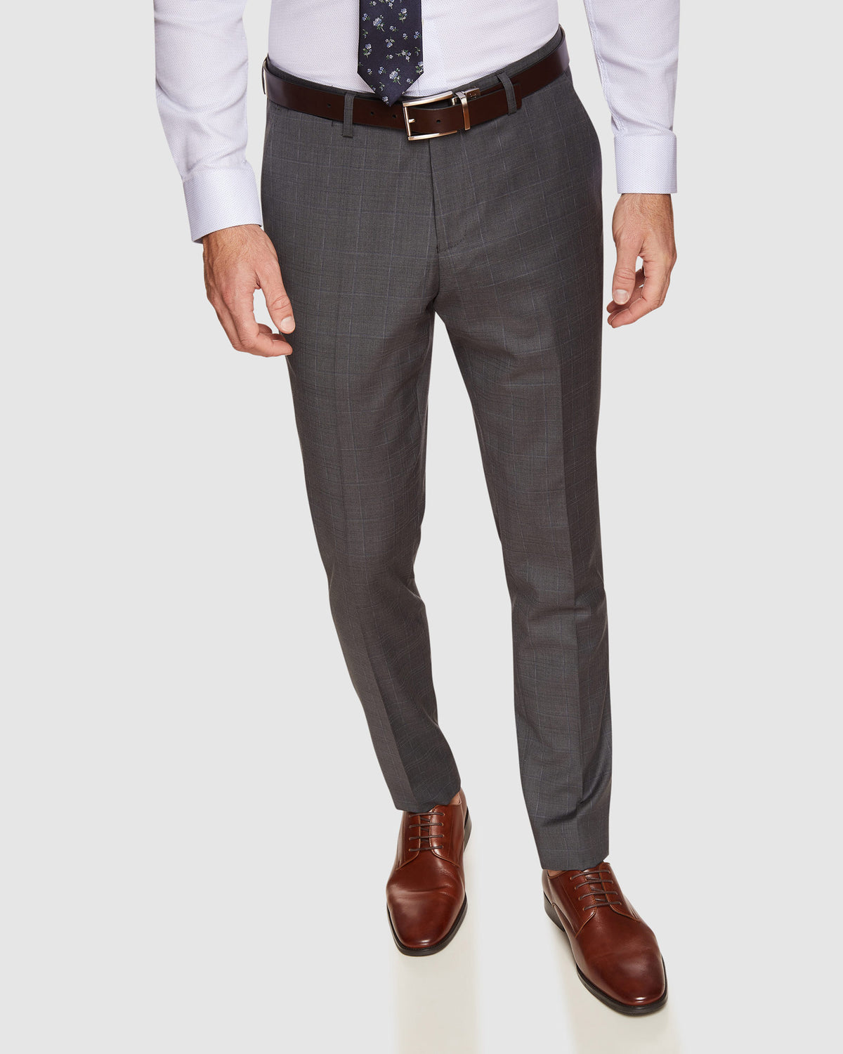 BYRON WOOL STRETCH CHECK TROUSERS