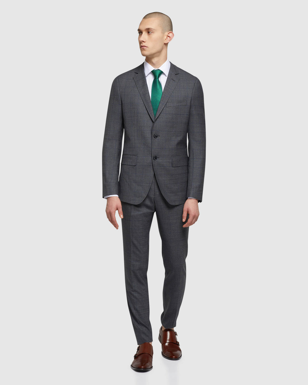 AUDEN WOOL CHECKED SUIT TROUSERS