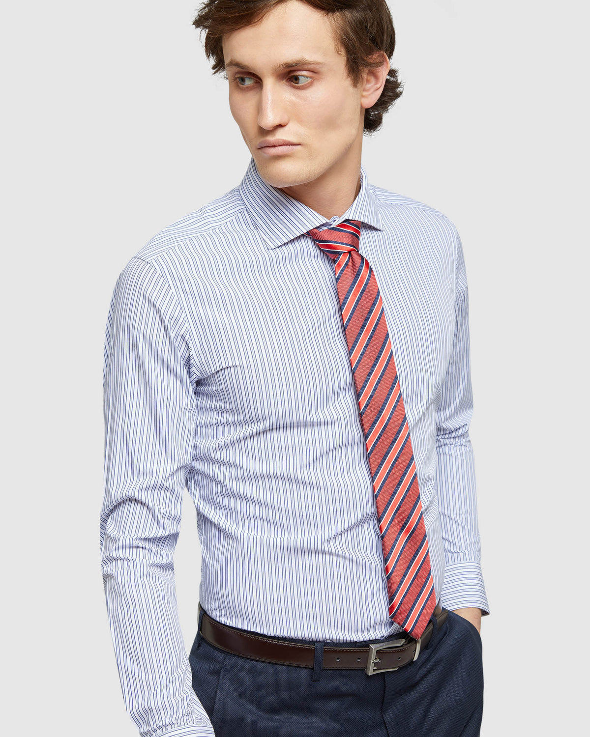 BECKTON STRIPED SHIRT NAVY/WHITE