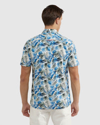 LEYTON LINEN COTTON PRINT SHORT SLEEVE SHIRT MENS SHIRTS