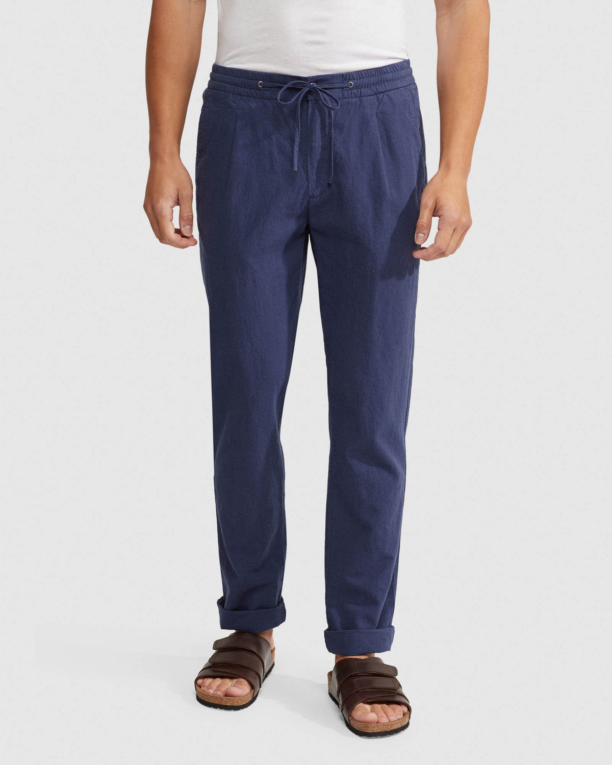 FRASER LINEN COTTON PULLON PANTS MENS TROUSERS