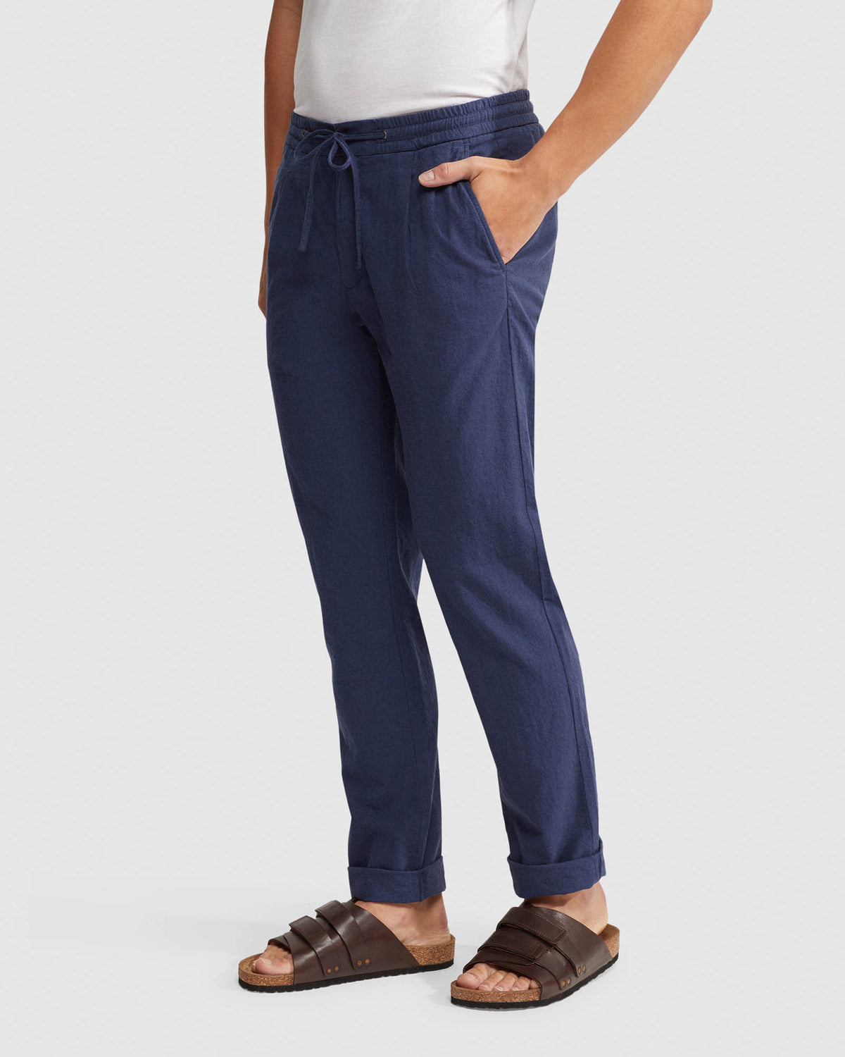 FRASER LINEN COTTON PULLON PANTS MENS TROUSERS