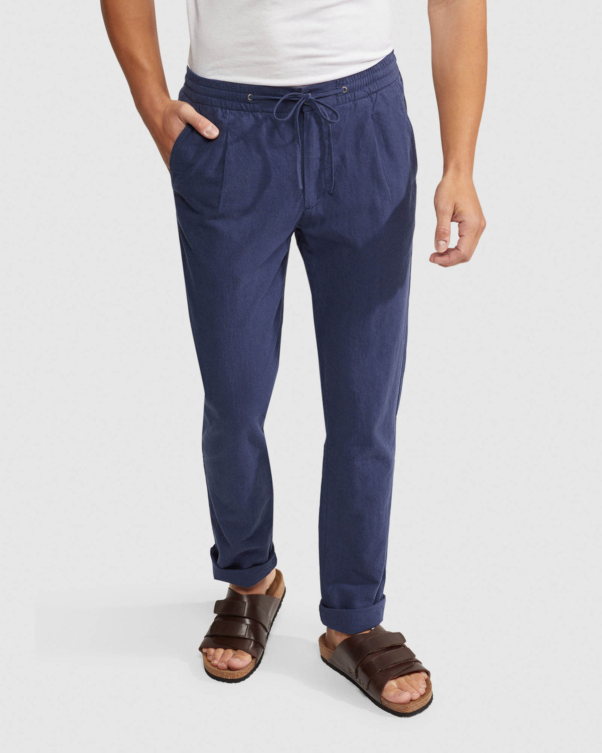 FRASER LINEN COTTON PULLON PANTS MENS TROUSERS