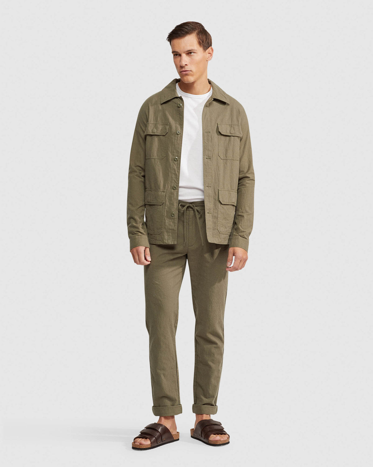 FRASER LINEN COTTON PULLON PANTS MENS TROUSERS