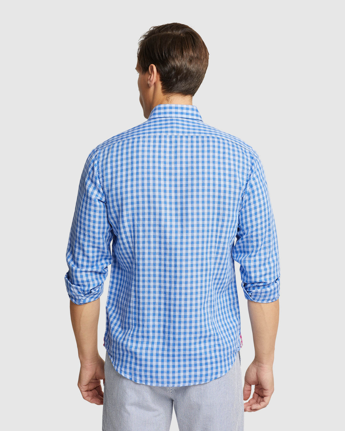 KENTON LINEN BLEND CHECKED SHIRT MENS SHIRTS