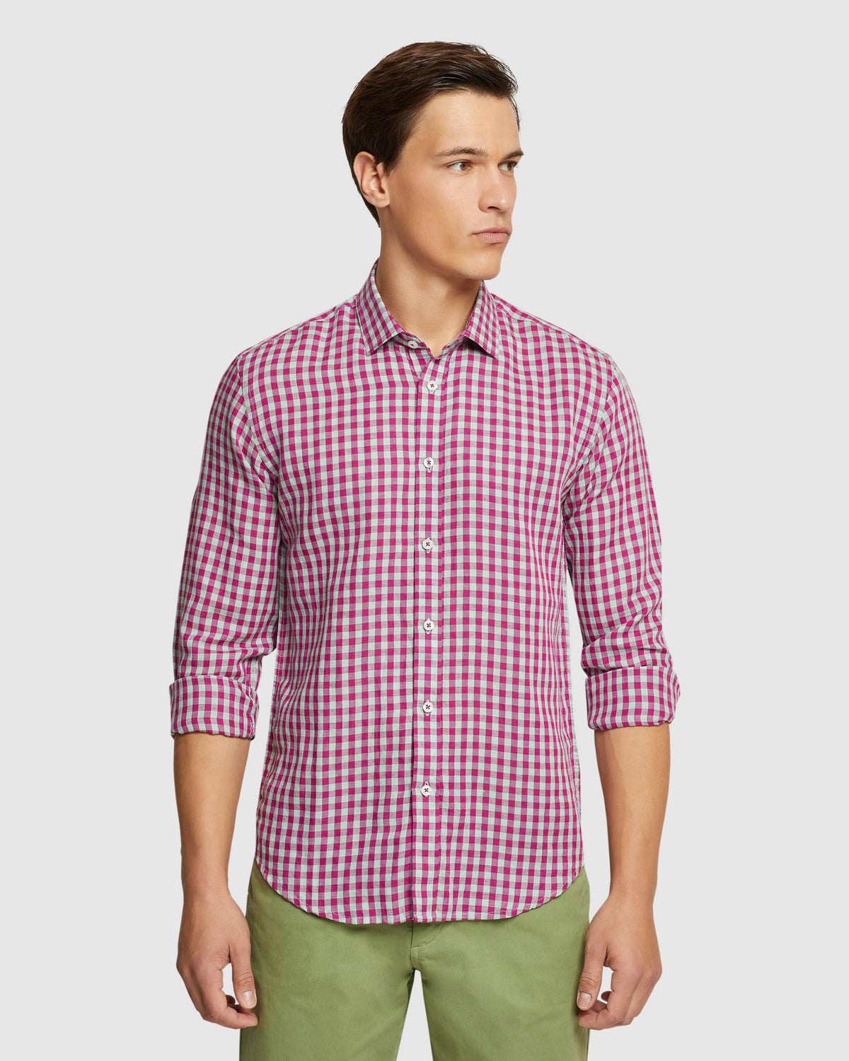KENTON LINEN BLEND CHECKED SHIRT MENS SHIRTS