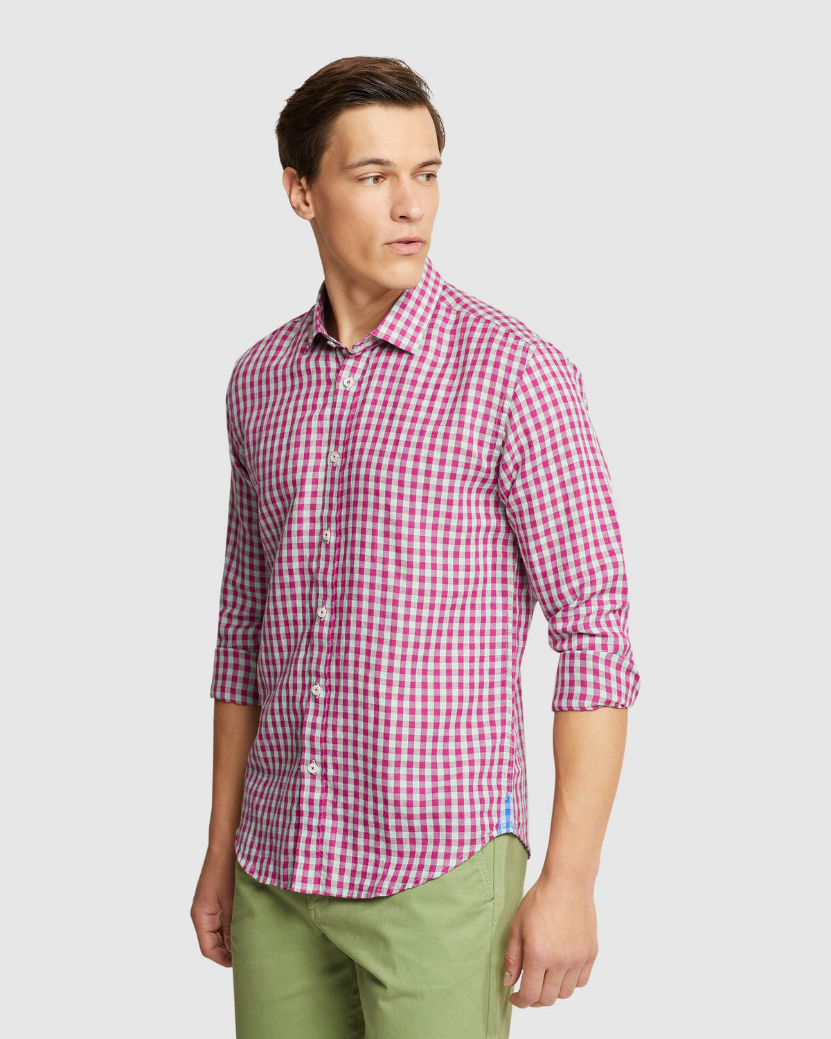 KENTON LINEN BLEND CHECKED SHIRT MENS SHIRTS