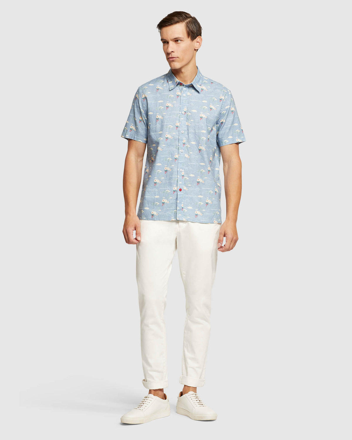 LEYTON LINEN COTTON PRTD SHORT SLEEVE SHIRT - AVAILABLE ~ 1-2 weeks MENS SHIRTS