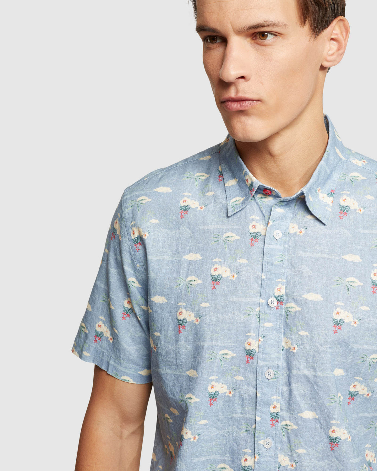 LEYTON LINEN COTTON PRTD SHORT SLEEVE SHIRT - AVAILABLE ~ 1-2 weeks MENS SHIRTS