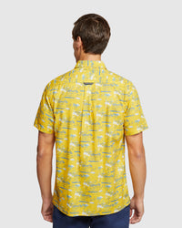 LEYTON LINEN COTTON PRTD SHORT SLEEVE SHIRT MENS SHIRTS