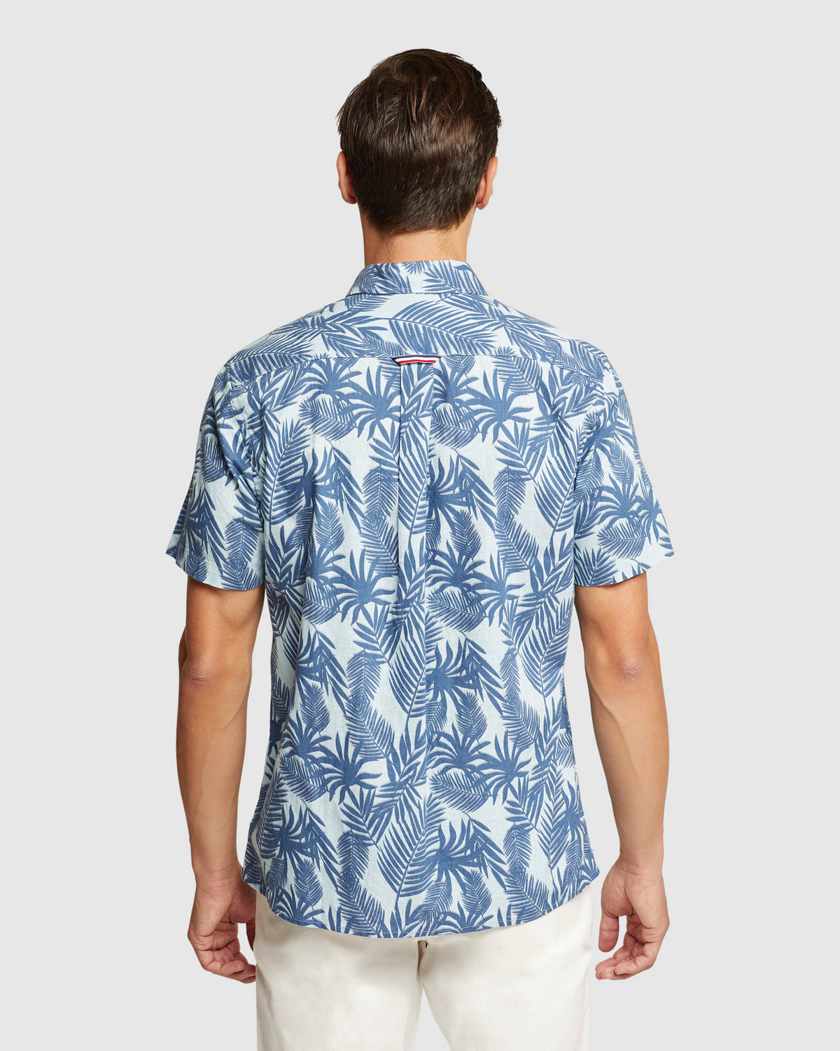 LEYTON LINEN COTTON PRTD SHORT SLEEVE SHIRT MENS SHIRTS