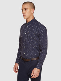 UXBRIDGE MOPPED BIKE PRINTED SHIRT NAVY/WHITE