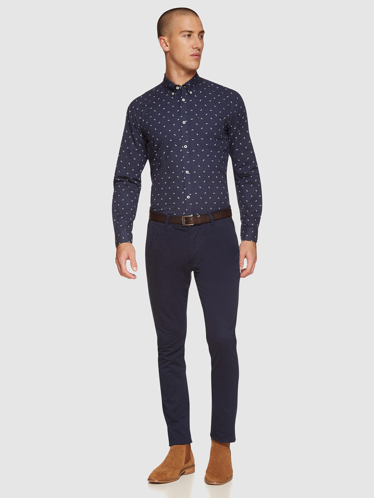 UXBRIDGE MOPPED BIKE PRINTED SHIRT NAVY/WHITE