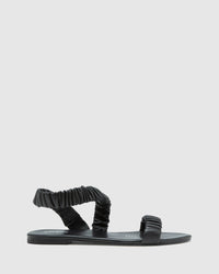 LYLA LEATHER SCRUNTCHY SANDAL BLACK