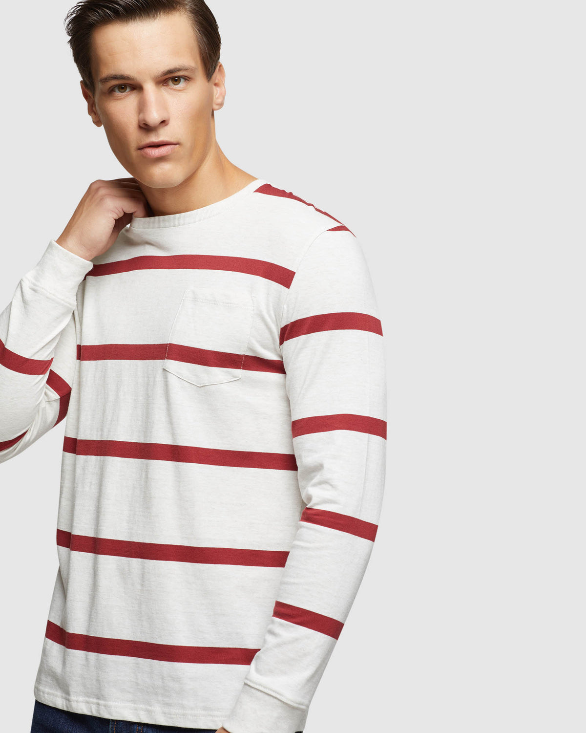 RUGBY STRIPE LONG SLEEVE T-SHIRT MENS KNITS