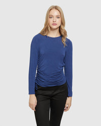 TWIGGY GATHERED SIDE T-SHIRT WOMENS TOPS