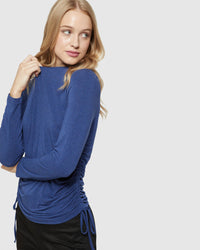 TWIGGY GATHERED SIDE T-SHIRT WOMENS TOPS