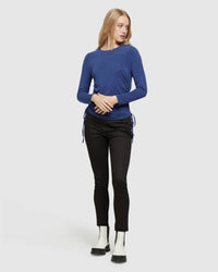 TWIGGY GATHERED SIDE T-SHIRT WOMENS TOPS