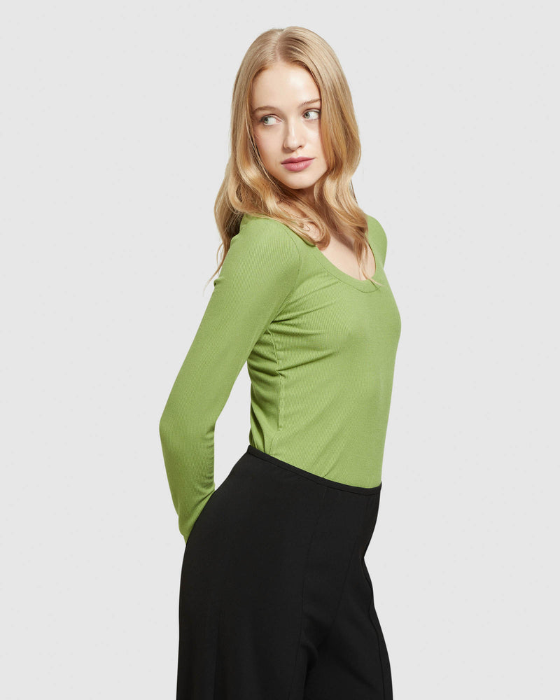 SOPHIE SCOOP NECK RIB T-SHIRT WOMENS TOPS
