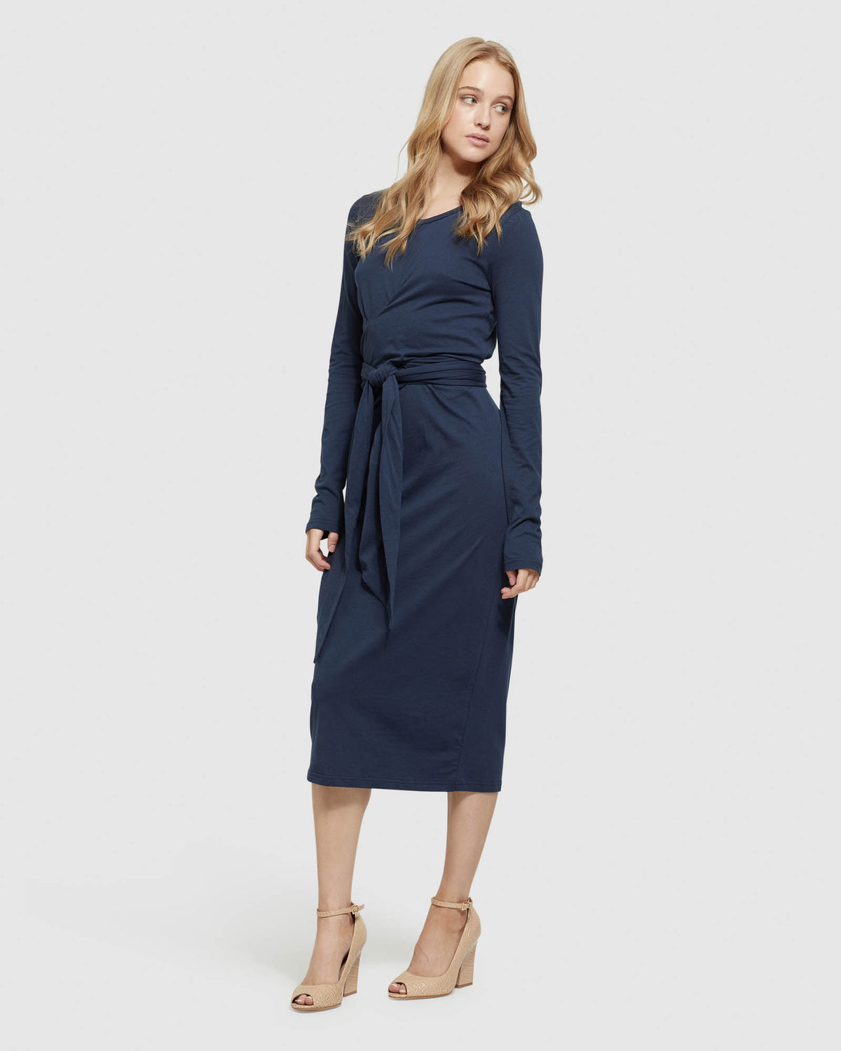 TESS FRONT TIE JERSEY DRESS WOMENS DRESSES